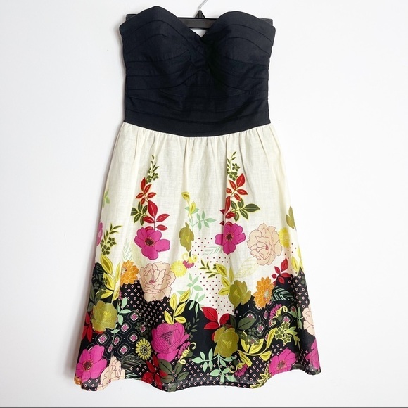 Trixxi Dresses & Skirts - Trixxi Floral & Black Strapless Print Dress Size 7